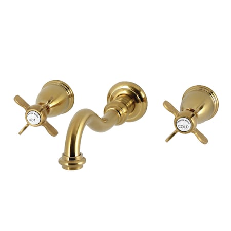 Kingston Brass Two-Handle Wall Mount Tub Faucet, Brushed Brass KS3027BEX