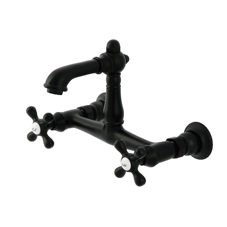 Kingston Brass Double-Handle Wall Mount Bathroom Faucet, Matte Black KS7250AX