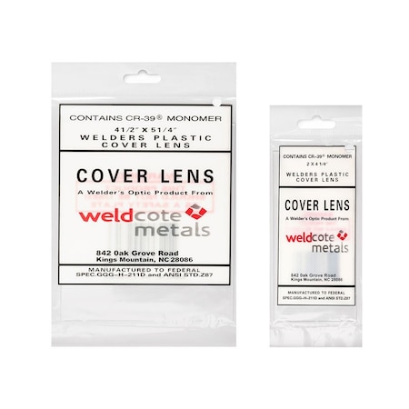 Weldcote Welder's Optics 2in x 4 1/4 Plastic Cover Lens, 100PK CVRLENS2X4