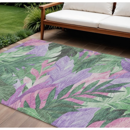 Homeroots 9' X 12' Sage And Mint Green Floral Washable Indoor Outdoor Area Rug 611124