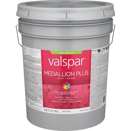 Valspar Medallion Plus Premium Paint & Primer Satin Exterior Paint Wht 5 Gal. 028.0026000.008