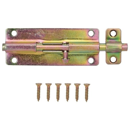 Prosource Barrel Bolt, 0.31 Dia in Bolt Head, 5 in L Bolt, Steel, Satin Brass Tone 20487CZB-PS