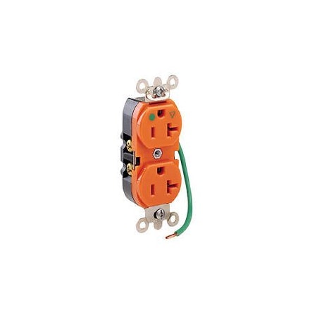Leviton Straight Blade Receptacle, 5-20R, 20 A, 125V AC, Isolated Ground 8300-LIG
