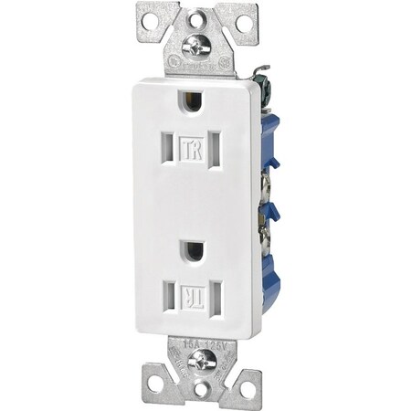 Eaton Wiring Devices Straight Blade Receptacle, 5-15R, 15 A, 125V AC, 2 Pole, 3 Wire, Flush Mount, Grounded TR1107W-BOX