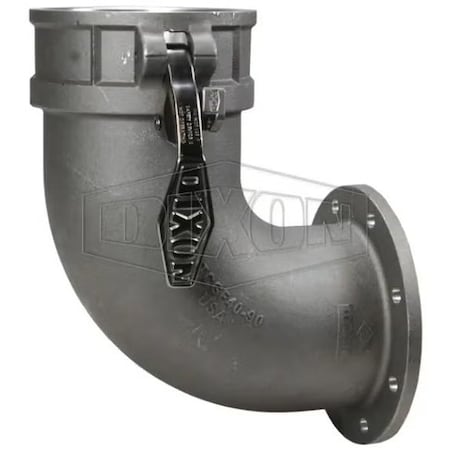 Dixon Style GF Elbow, 4 in Nominal, Railroad Tank Car TTMA Flange x Boss-Lock Coupler End Style, Aluminum ATCGF40-90