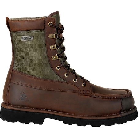 Rocky Waterproof Boot, 9.5 M, Leather, 8 in H, Brown RKS0486