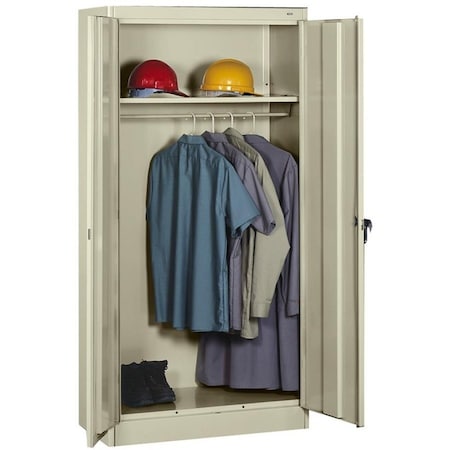 Tennsco Wardrobe Storage Cabinet, 72 in H, 36 in W, Swing, Keyed, Champagne/Putty, 1 Shelves, 0 Drawers 7114PY