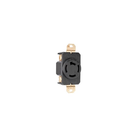 Pass & Seymour Locking Outlet, Black, Non-NEMA, 125/208-Volt, 20-Amp 7410