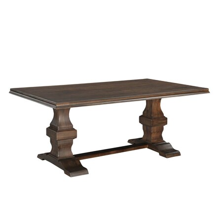 Homeroots 75" Brown Solid Wood Trestle Base Dining Table 565241