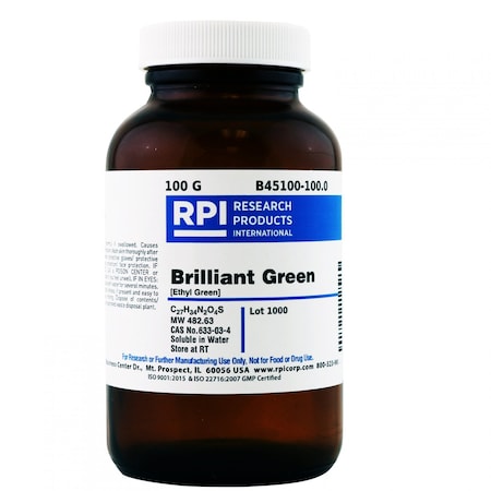 Rpi Brilliant Green Ethyl Green, 100 Grams B45100-100.0