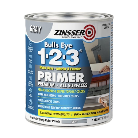 Zinsser Primer, Water, 1 qt, Gray, Interior/Exterior 286258