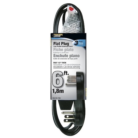 Powerzone SPT-2 Extension Cord, 16 AWG, Indoor, 16/3, 3 Outlets, 5-15R, Black, 5-15P, 6 ft OR932606