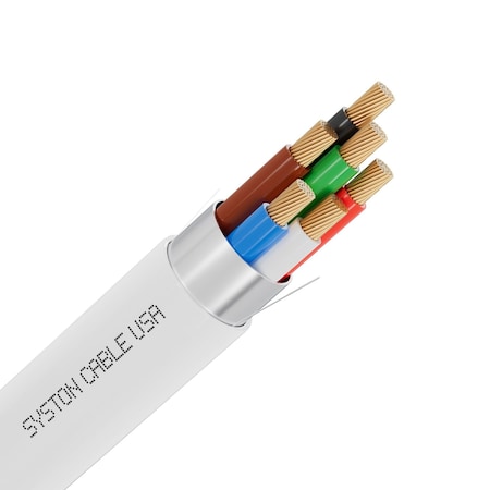 Syston Cable Technology 22/6 Alarm Control Cable Wire, 100% Stranded Copper, Plenum CMP Shielded, Low Voltage, ETL, 50 ft 5518-50WH