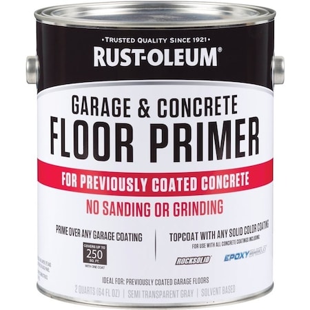 Rust-Oleum 306196 Floor Primer, Flat/Matte, Semi-Transparent Gray, Liquid, 64 oz 338806