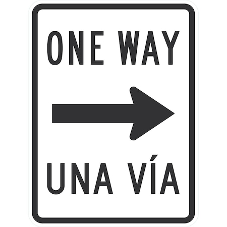 Lyle Sign, 1 Way, Arrow Right, Bilingual, Aluminum, 18x24 T1-6328R-RA_18x24