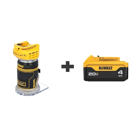 Dewalt Cordless Compact Router, 20VDC, Battery DCW600B/DCB204