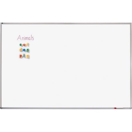 Acco Dry Erase Board, Porcelain, 48 in, 120 in, Aluminum Frame, White PPA410