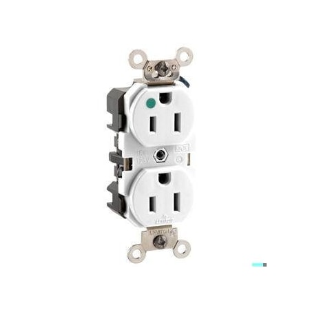 Leviton Straight Blade Receptacle, 5-15R, 15 A, 125V AC, Surface Mount, Grounded MRI82-W