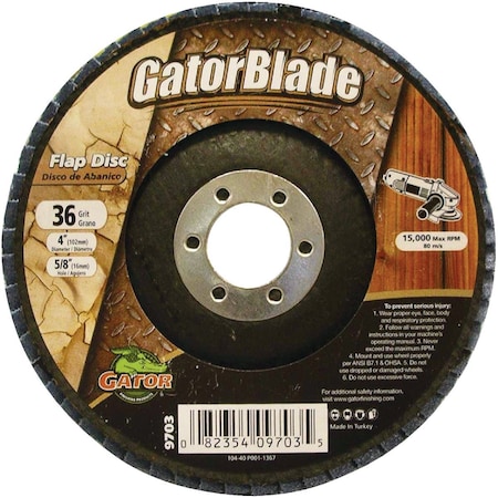 Gator Blade 4'' x 5/8'' 36-Grit Type 29 Angle Grinder Flap Disc 9703