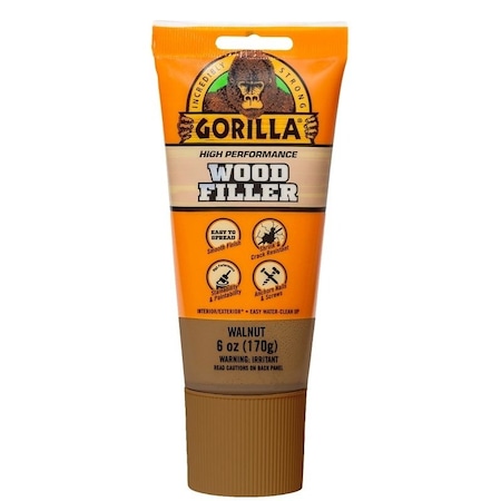 Gorilla Glue Wood Filler, High-Performance, Brown/Walnut, 6 oz, Tube 112126