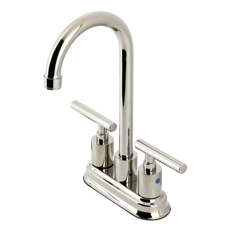 Kingston Brass Double-Handle 4" Centerset Bar Faucet, Polished Nickel KB8496CML
