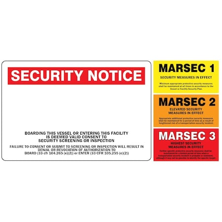 Accuform MARSEC Sign Kit, 24 in Height, 36 in Width, Galvanized Steel, Vinyl, Rectangle, English MASE530