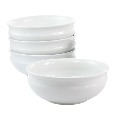 Martha Stewart Everyday Hillington 4 Piece 6.5 Inch Round Fine Ceramic Bowl Set in White 130157.01