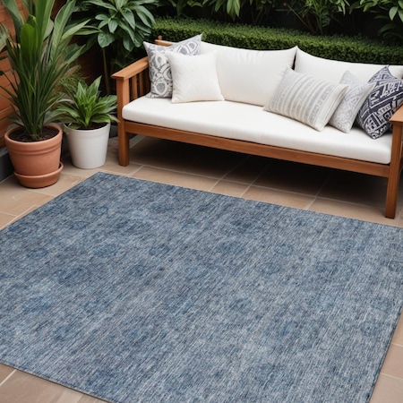 Homeroots 8' X 10' Blue And Ivory Floral Washable Indoor Outdoor Area Rug 605720