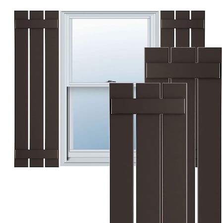 Ekena Millwork True Fit PVC Three Board Spaced Board-n-Batten Shutters, Raisin Brown, 17 1/8W x 27H, PR TFP101SBF17X027TB