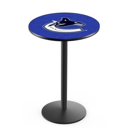 Holland Bar Stool Co 42" Blk Wrinkle Vancouver Canucks Pub Table, 36" dia. Top L214B4236VanCan