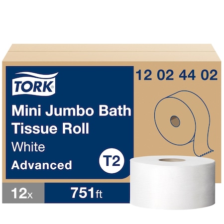 Tork Jumbo Core, 2 Ply, Continuous Sheets, White, 12 PK 12024402