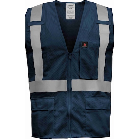 Ironwear Hi-Vis FR Safety Vest L U Back, , Zipper 5 Pockets 1284FR-BZ-RD-LG