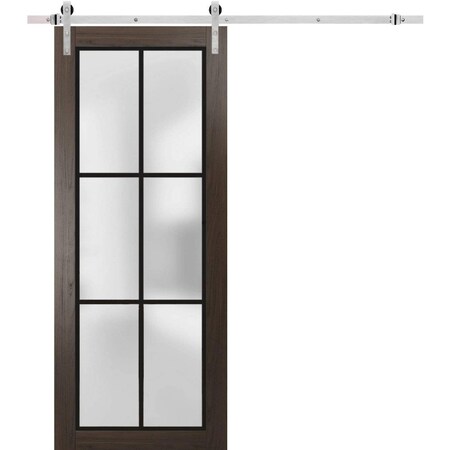Sartodoors Sturdy Barn Door Frosted Tempered Glass Planum 2122 32x84 Solid Core Modern Interior PLANUM2122BD-S-CA-32 x 84