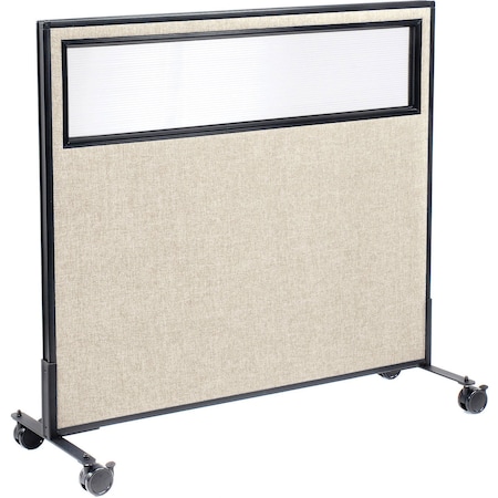 Global Industrial Interion Mobile Office Partition Panel with Partial Window, 48-1/4"W x 45"H, Tan 694982MTN