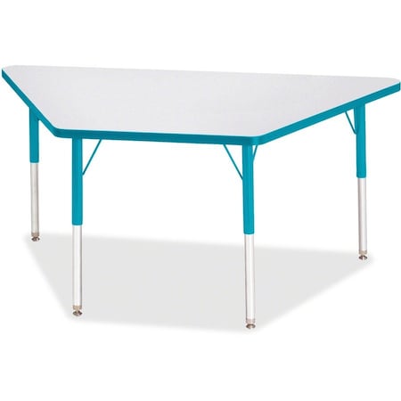Jonti-Craft Berries Trapezoid Activity Tables, 30 in. x 60 in., A-height, Freckled Gray/Teal/Gray 6443JCA005