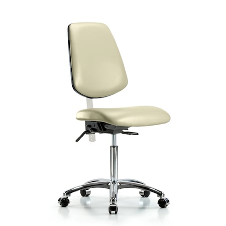 Blue Ridge Ergonomics Clean Room Chair Vin Med Ben Chair, Med, Bk, Wht, CL100, No Arms, 22" to 29" Height, Vinyl, Adobe White BR-NCR-VMBCH-MB-CR-T1-A0-NF-CC-8501