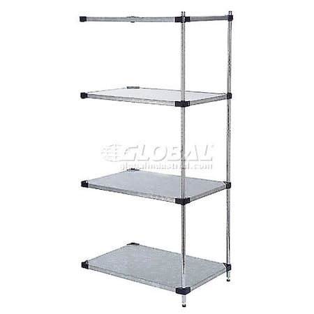 Global Industrial Nexel 4 Shelf, Galvanized Steel Solid Shelving Unit, Add On, 60"W x 24"D x 63"H 189926