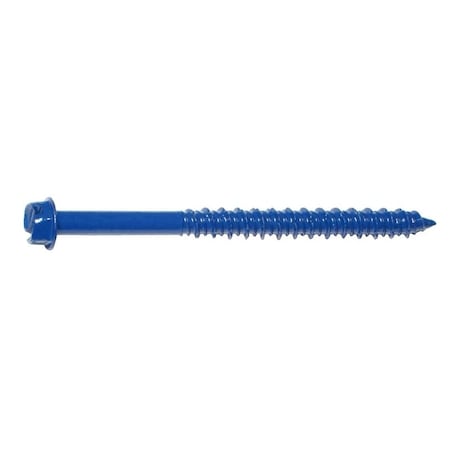 Midwest Fastener Masonry Screw, 1/4" Dia., Hex, 3 1/4 in L, Steel Blue Ruspert M10534
