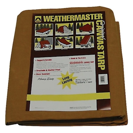 Dize Weathermaster Tarpaulin, 14 ft L, 12 ft W, Canvas, Tan CA1214D