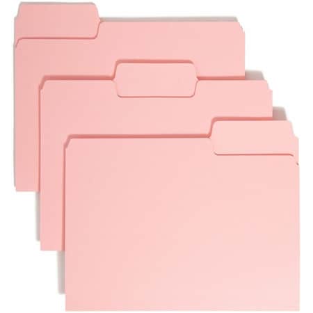 Smead Pressboard Folder, 1/3-Cut Tab, Pink, PK100 12643