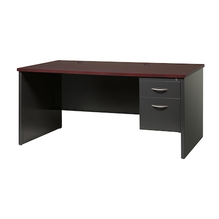 Hirsh Desk Pedestal, 30 in D X 29 1/2 in H, 66 in W X Steel, Charcoal/Mahogany 20538