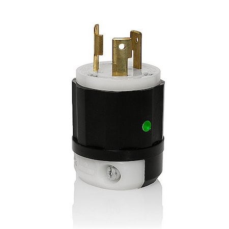 Leviton Locking Plug, L6-20P, 20 A, 250V AC, Single Phase, 2 Pole, Screw Terminals, Black, White 2321-PLC