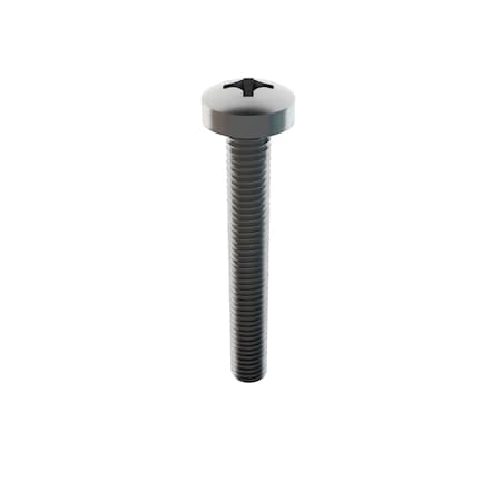M6-1.00 x 45 mm Phillips Pan Machine Screw, Plain 18-8 Stainless Steel, 5 PK