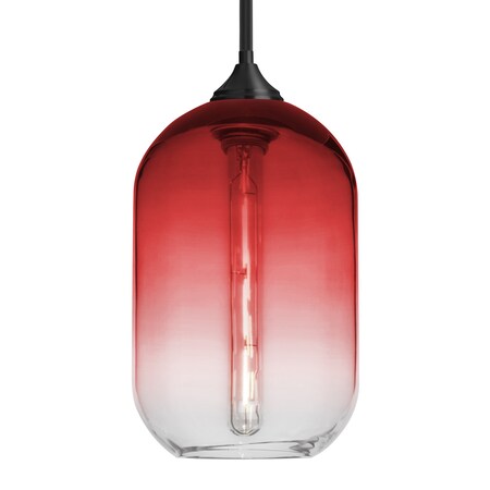 Besa Lighting Besa Omega 12 Stem Pendant, Red/Clear, Black Finish, 1x 4W MAX E26 Base 1TT-OMEGA12RD-EDIL-BK