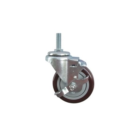 Service Caster 4 Inch SS Maroon Polyurethane Swivel 10mm Threaded Stem Caster Brake SCC SCC-SSTS20S414-PPUB-MRN-TLB-M1015