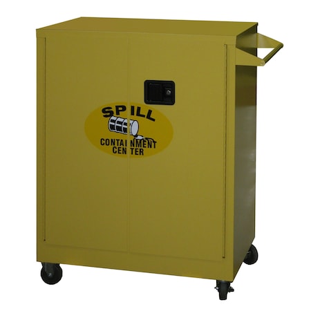 Securall Spill Containment Cabinet, 15 Cubic Feet, 2 Shelves, 36 in W x 42 in H x 24 in D, Yellow SCC242