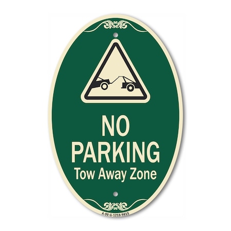 Signmission No Parking Tow Away Zone With Graphic, 12 Inch X 18 Inch Designer, Heavy Gauge Aluminum A-OV-G-1218-9815