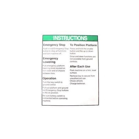 Genie REPLACEMENT DECAL-INSTRUCTIONS-OPER-GCP 133586