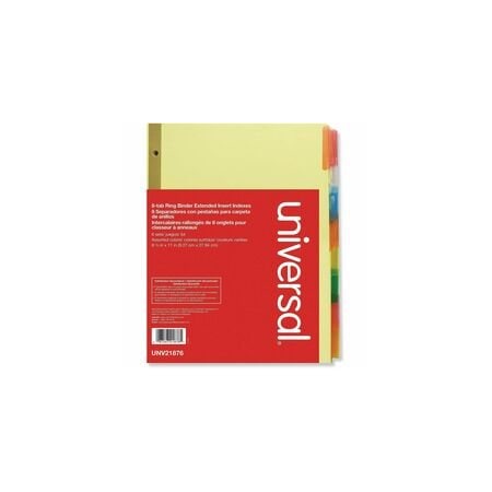 Universal One Index, Ext, 8Tab, Color, 6PK UNV21876