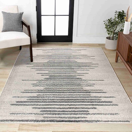 Jonathan Y Aya Berber Stripe Geometric Cream/Gray 8 ft. x 10 ft. Area Rug MOH205A-8